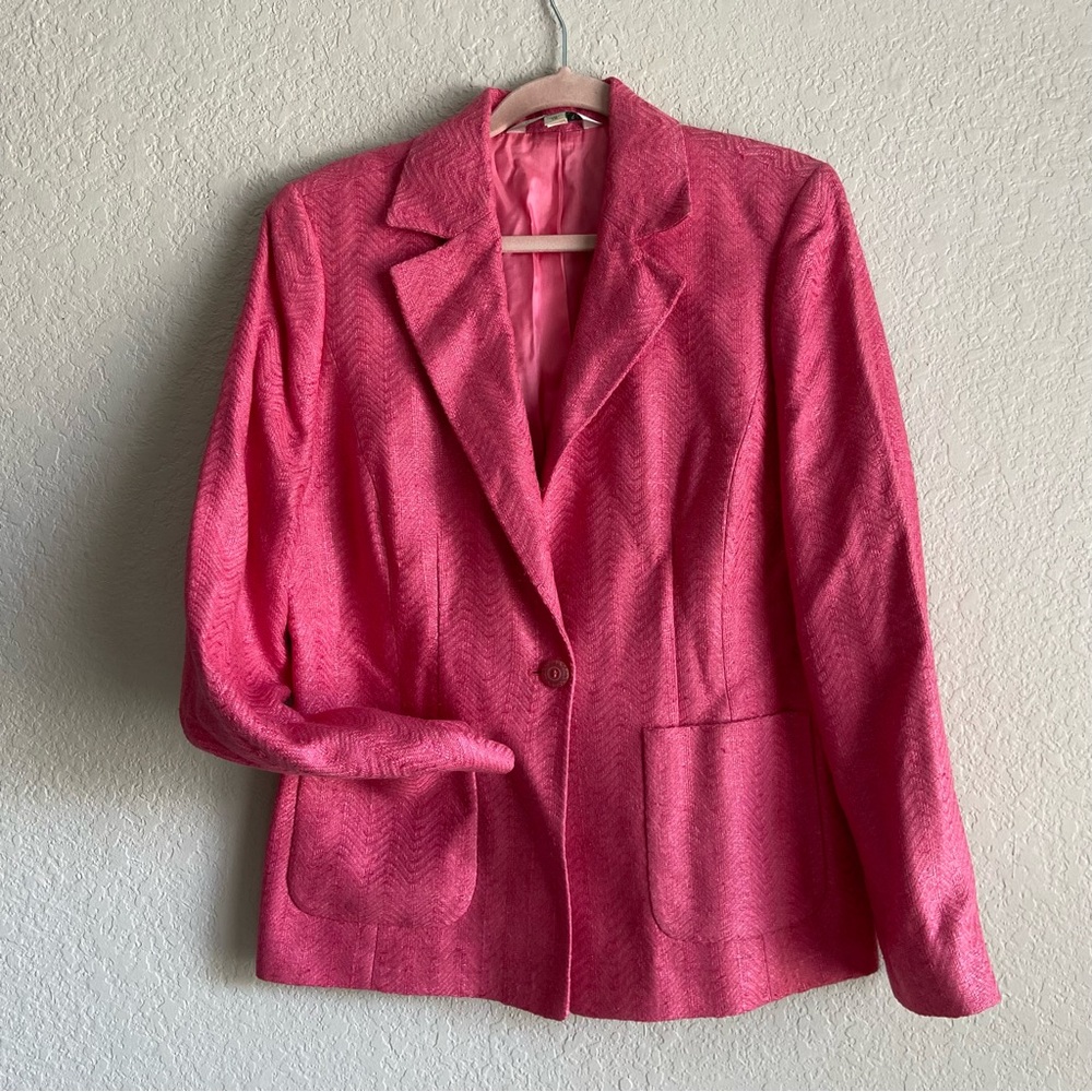 Vintage Pink Blazer Barbie core tweed boho hot pink